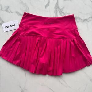 Gold Hinge Hot Pink Pleated Skirt with Shorts Skort